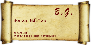 Borza Géza névjegykártya